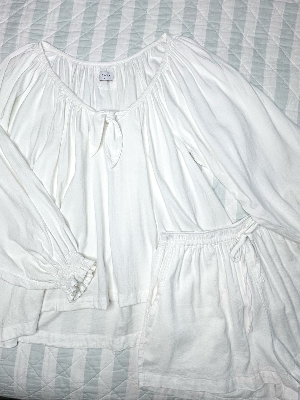 Piyama Heidi Lyocell Linen Two Piece Lounge Pajama Set Coconut Size M - Picture 2 of 16